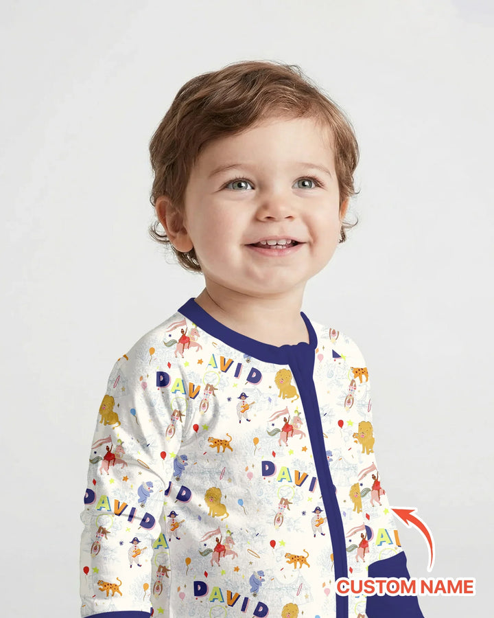 Custom Name Circus Toile Bamboo Convertible Zippy