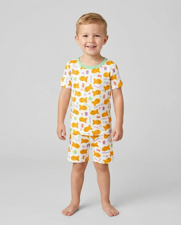 Conjunto de Pijama de Dos Piezas de Bambú con Mangas Cortas y Pantalones Cortos