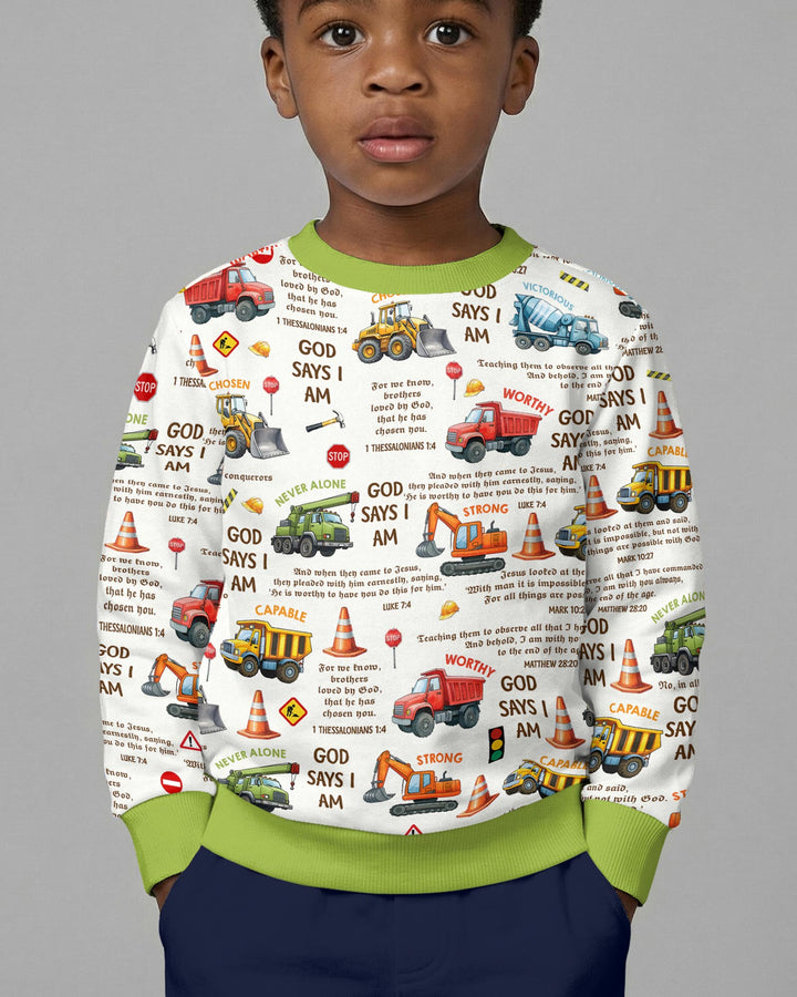 Bible Verse Construction Trucks  Crewneck Sweatshirt