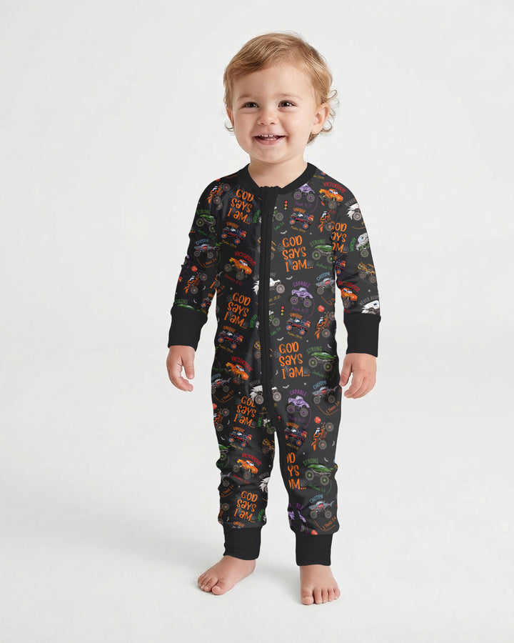 God Says I Am BOY Halloween Monster Truck  Bamboo Convertible Zippy