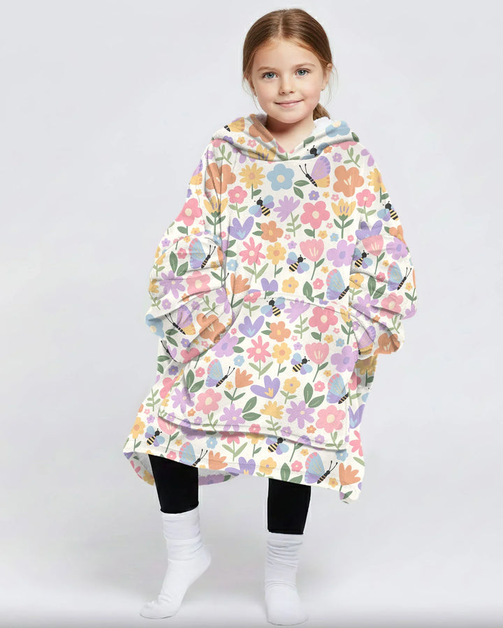 Flower Gardens Wearable Bamboo Blanket Hoodie