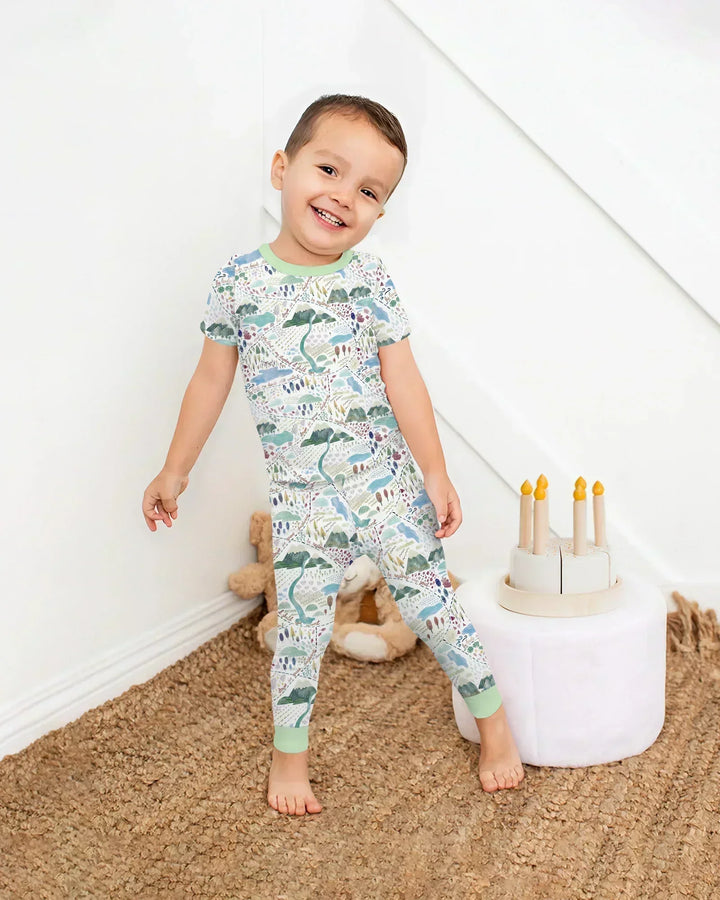 Whimsical Psalms 23 Map Two Piece Short Sleeve Pajama Set