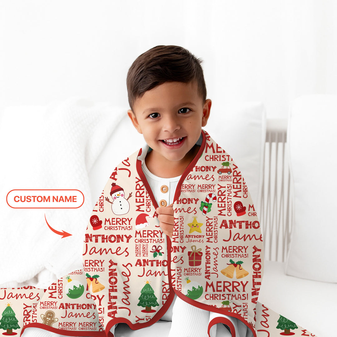 Benutzerdefinierter Name Frohe Weihnachten Kleinkind Decke