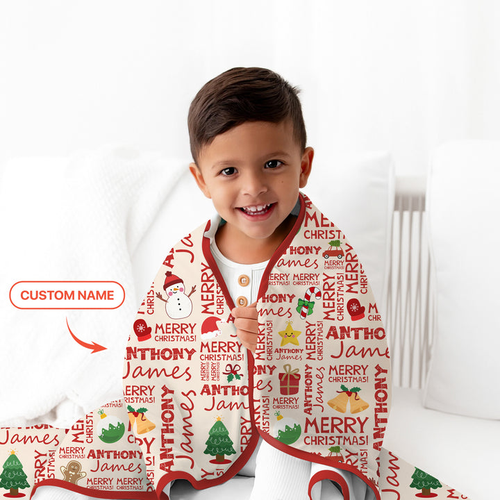 Benutzerdefinierter Name Frohe Weihnachten Kleinkind Decke