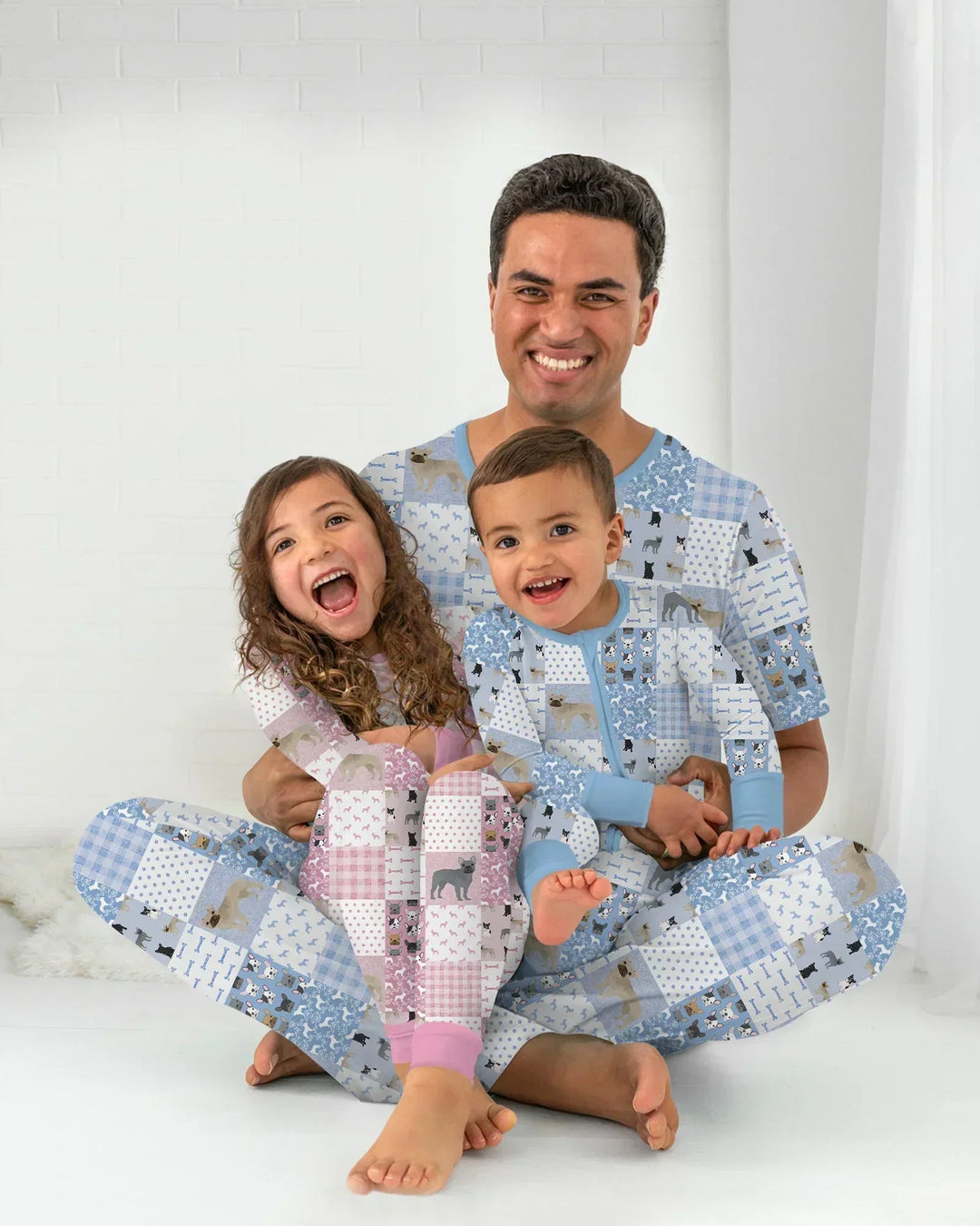 Frenchies Patchwork Family Matching Women Pajama Set