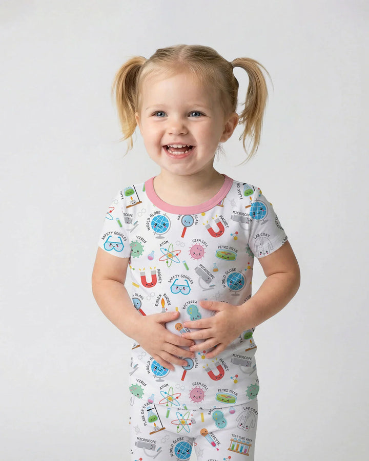 Science Fun Family Matching Bamboo Two Piece Short Sleeve Pajama Set