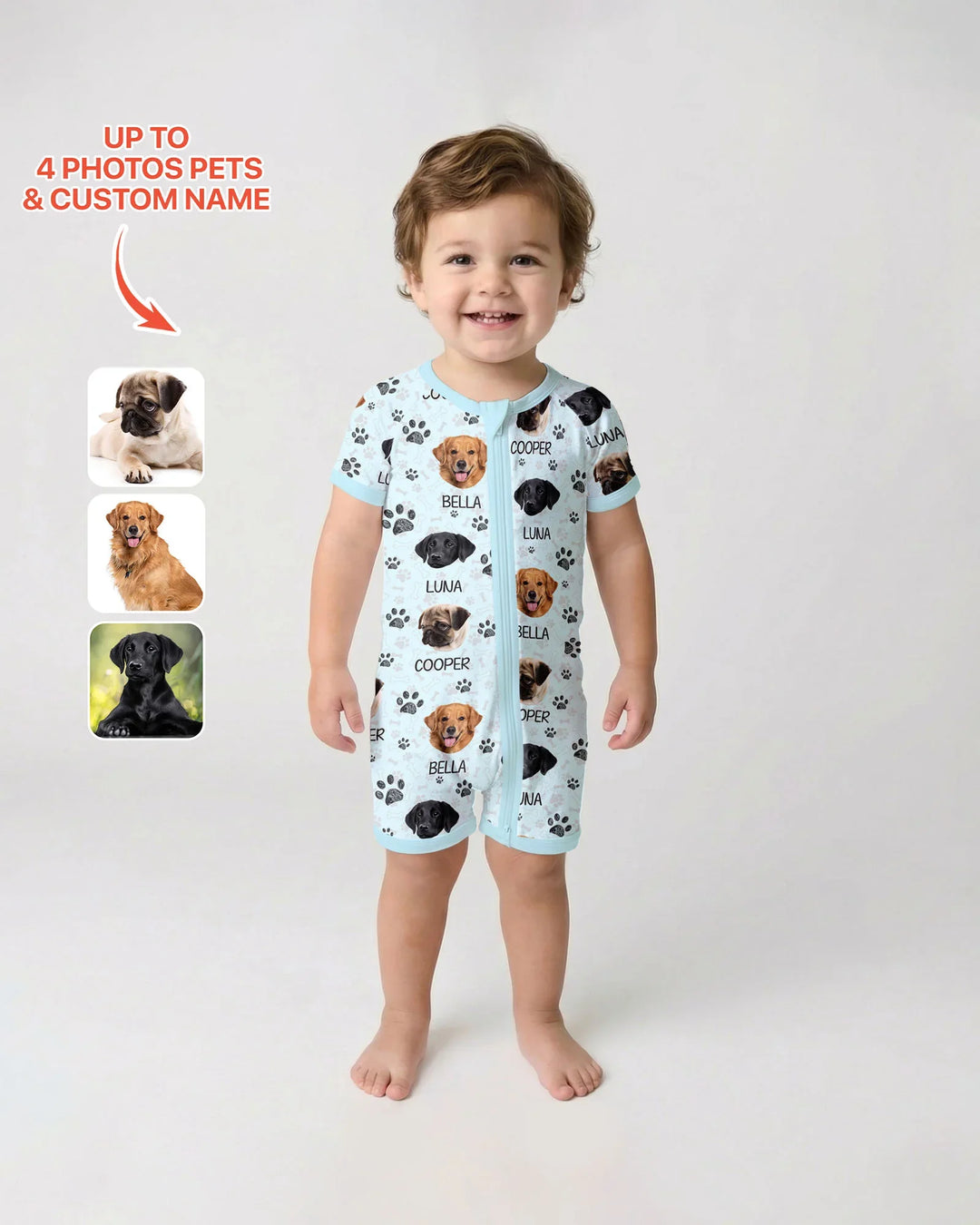 Custom Photo With Paw For Dog Lovers Bamboo Shorty Zippy