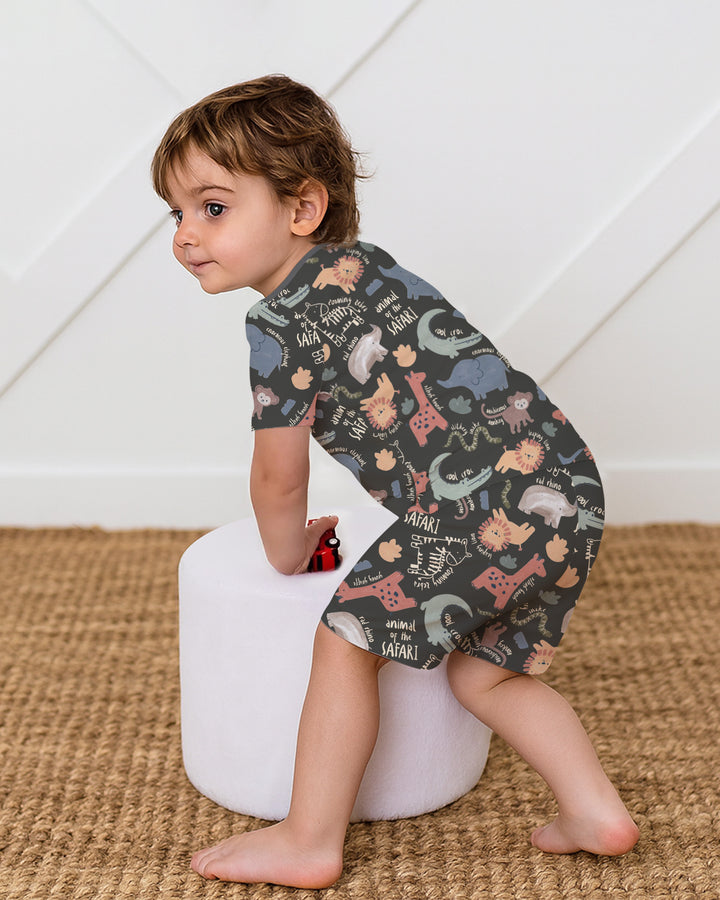 Funny African Animals Two Piece Short Sleeve Shorts Pajama Set