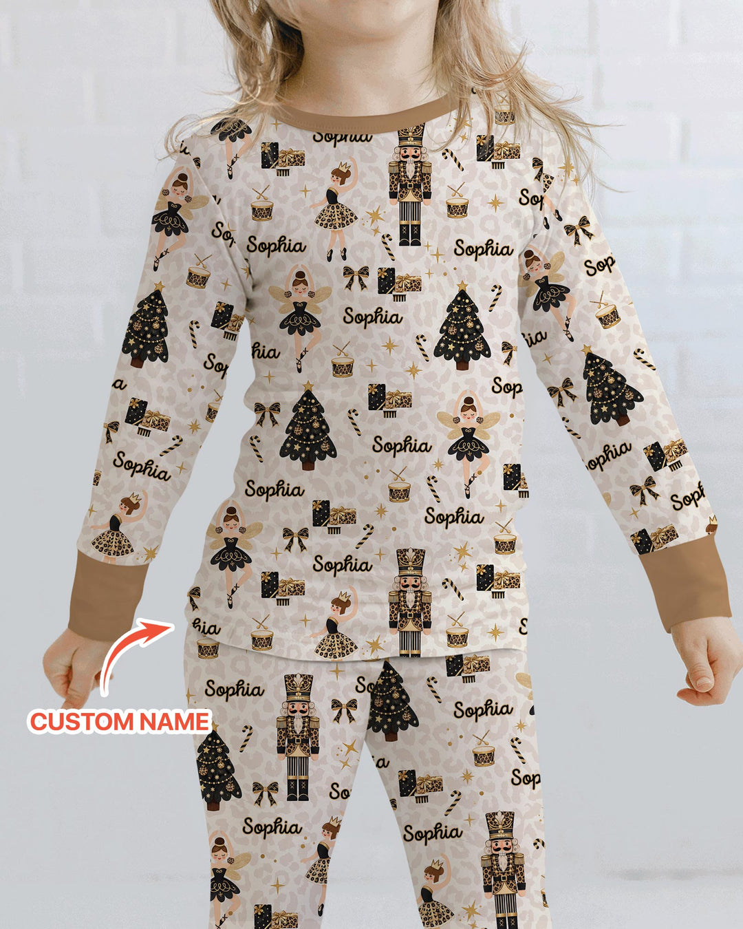 Custom Name Leopard Nutcracker Era Bamboo Two Piece Long Sleeve Pajama Set