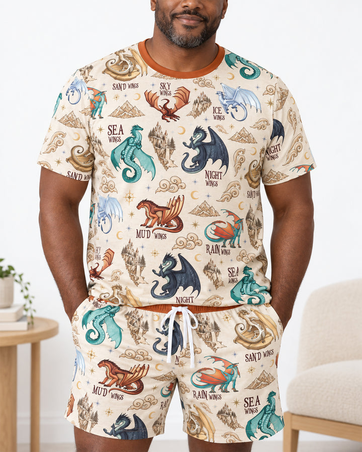 Elemental Dragons Bamboo Men Short Sleeve Short Pajama Set