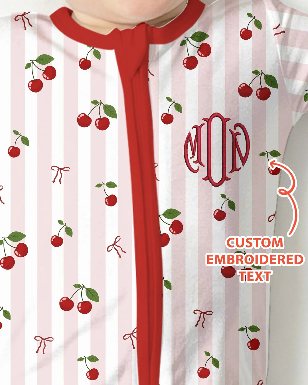 Personalized Embroidered Monogram Letter Cherry Bamboo Convertible Zippy
