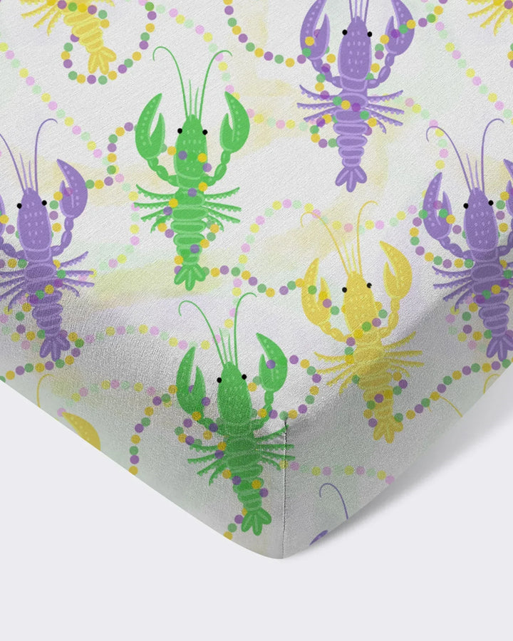 Mardi Gras Crawfish Family Matching Bamboo Fitted Crib Sheet