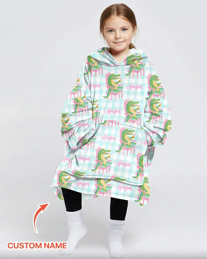 Custom Name Preppy Later Gator Bamboo Blanket Hoodie