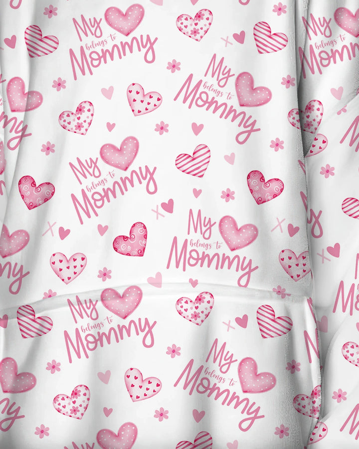 My Heart Belongs To Mommy Wearable Bamboo Blanket Hoodie