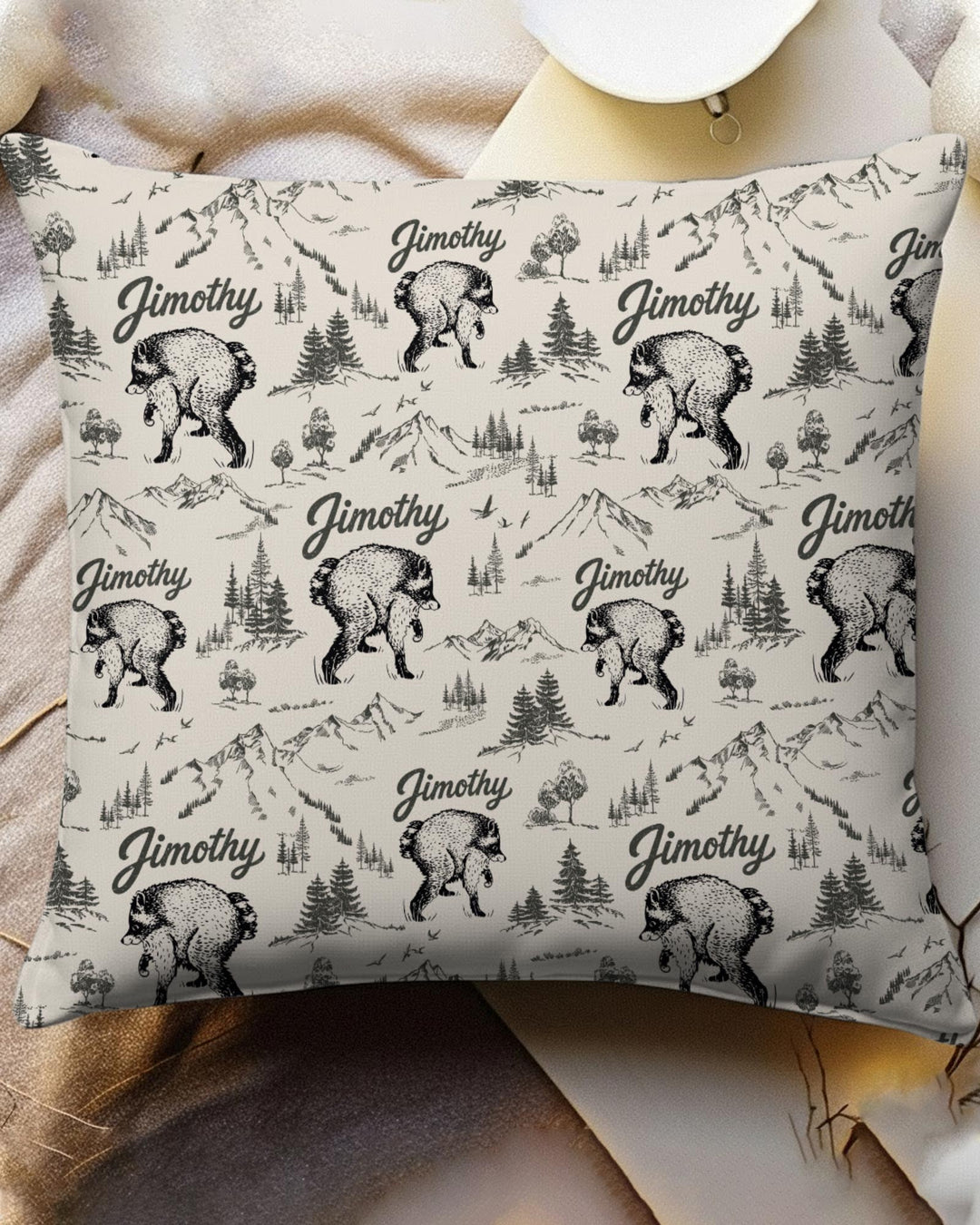 Vintage Jimothy Racoon Family Matching Bamboo Pillow Case