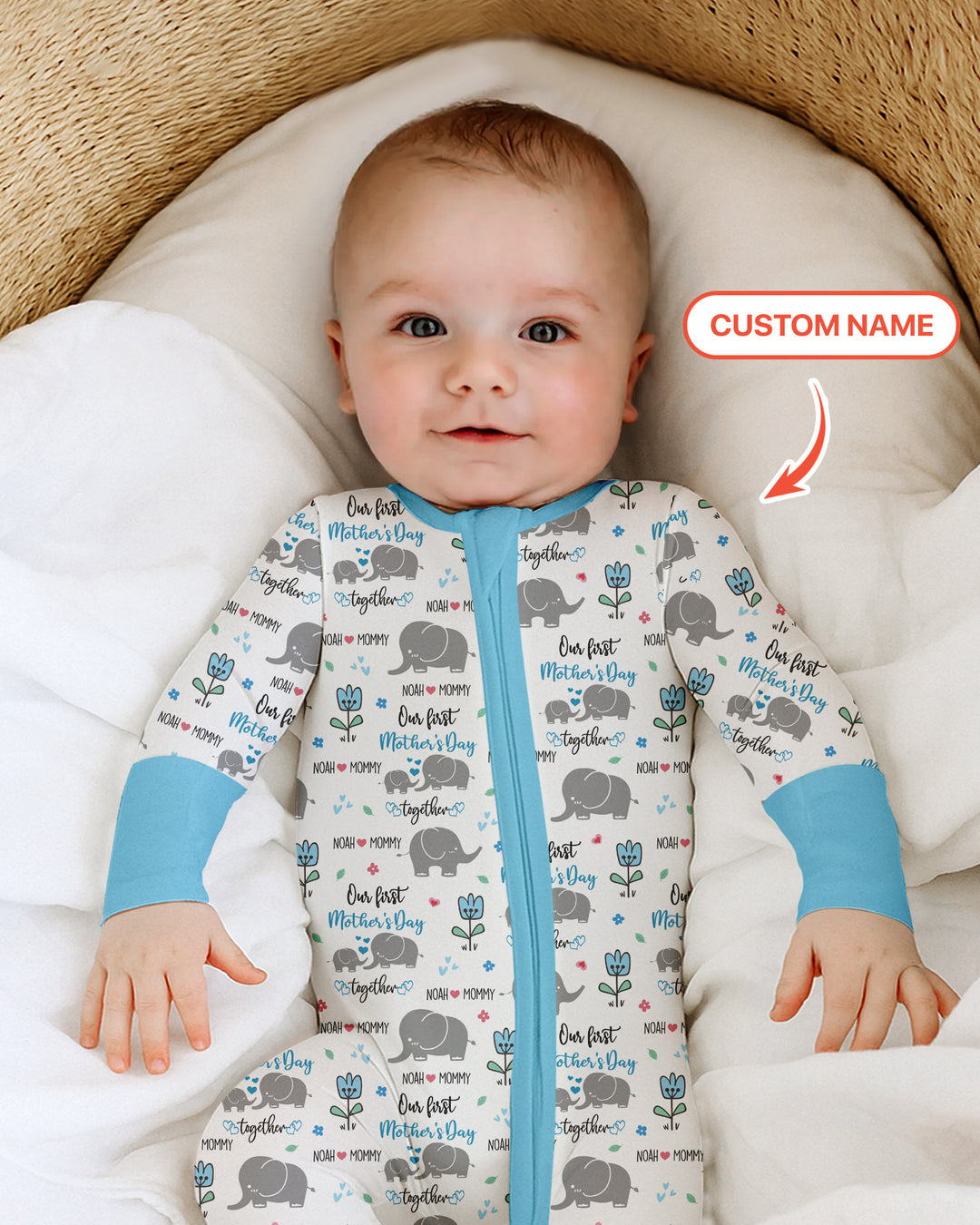 Custom Name Elephant Our First Mother's Day Convertible Zippy