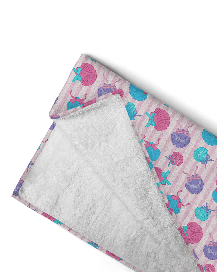 Seashell Dreams Stripe Bamboo Beach Towel