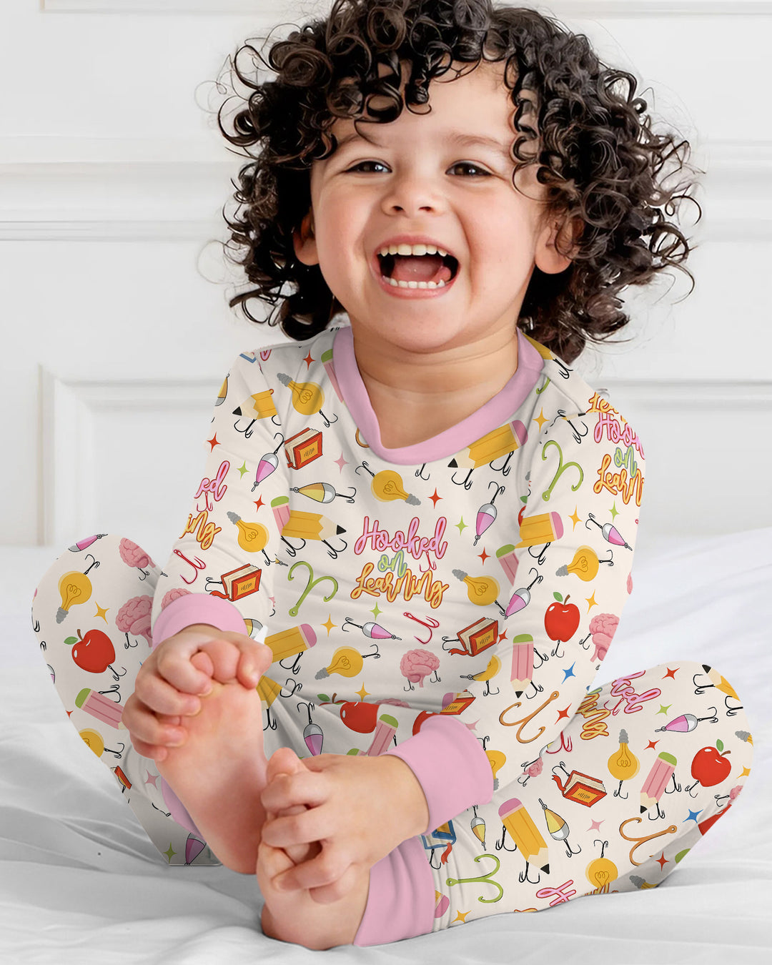 Hooked on Learning Bamboo Two Piece Long Sleeve Pajama Set