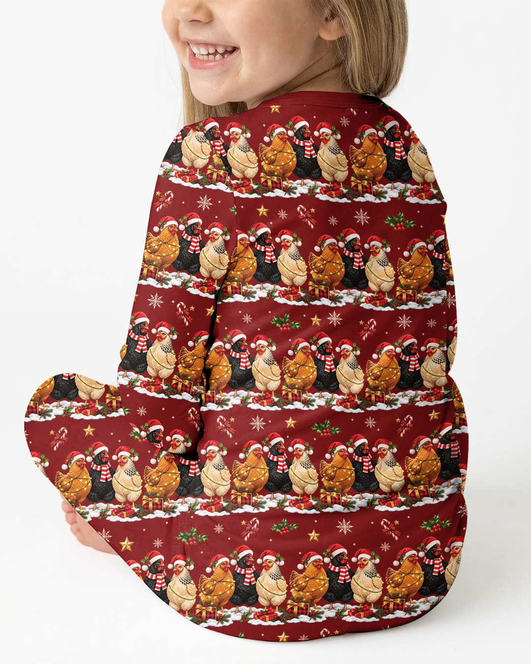 Farm Chicken Christmas Bamboo Two Piece Long Sleeve Pajama Set