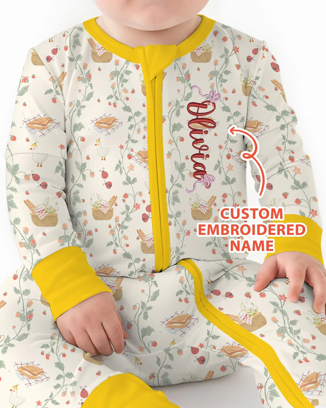 Custom Name Embroidered Picnic Time Bamboo Convertible Zippy