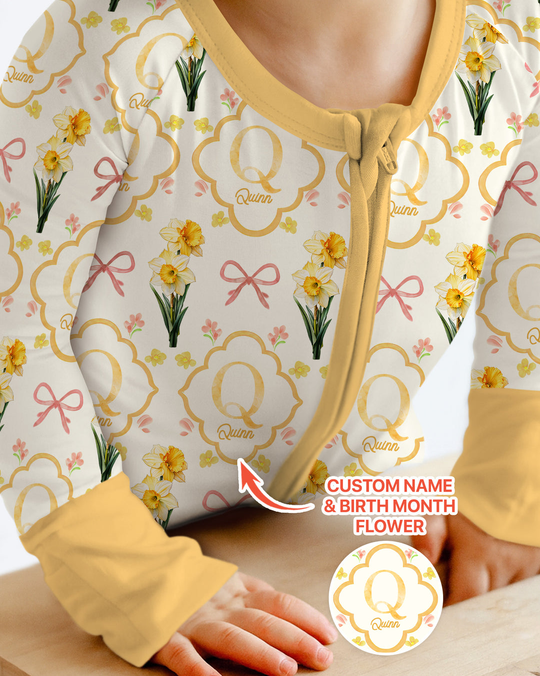 Personalized Birth Flower Mommy And Me Matching Bamboo Convertible Zippy