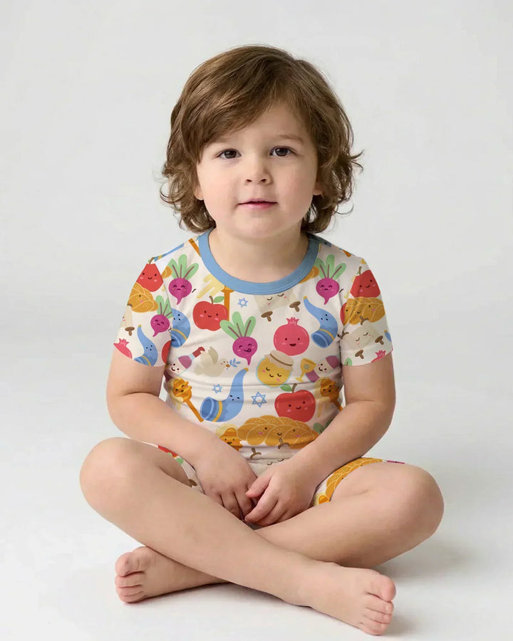 Template Zweiteiliges Pyjama-Set mit kurzen Ärmeln und Shorts