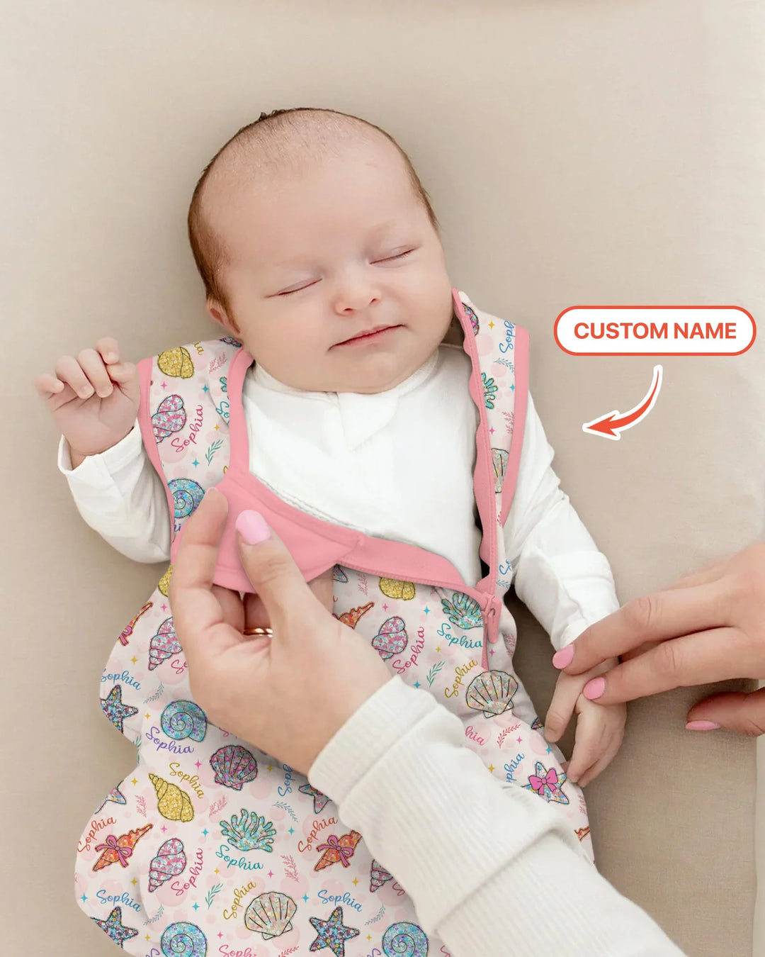 Custom Name Seaside Wildflower Summer Bamboo Sleep Bag