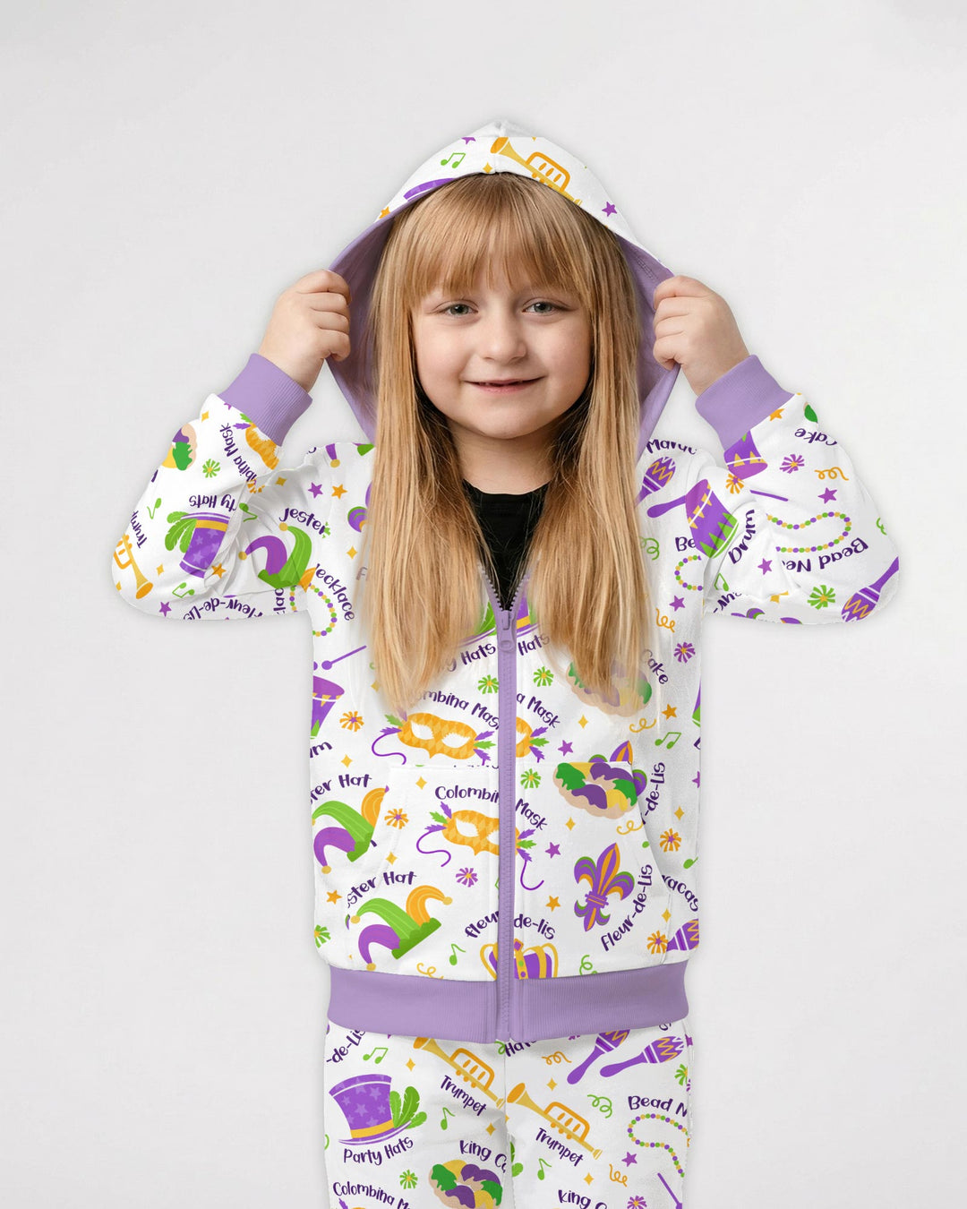 Mardi Gras Family Matching Zip Hoodie