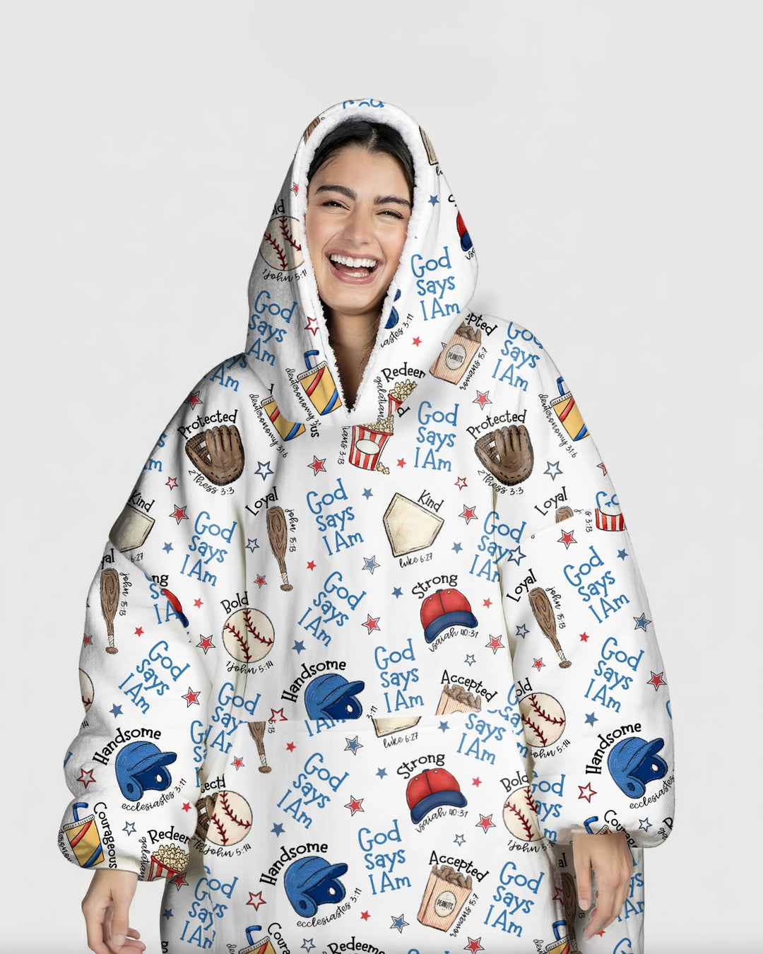 Christian Baseball Wearable Blanket Hoodie