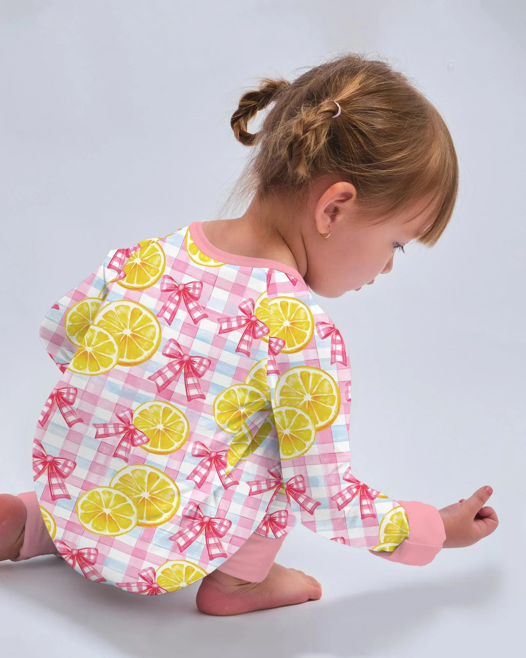 Pink Lemons Bows Checkered Bamboo Convertible Zippy