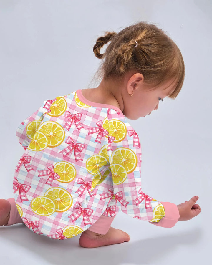 Pink Lemons Bows Checkered Bamboo Convertible Zippy