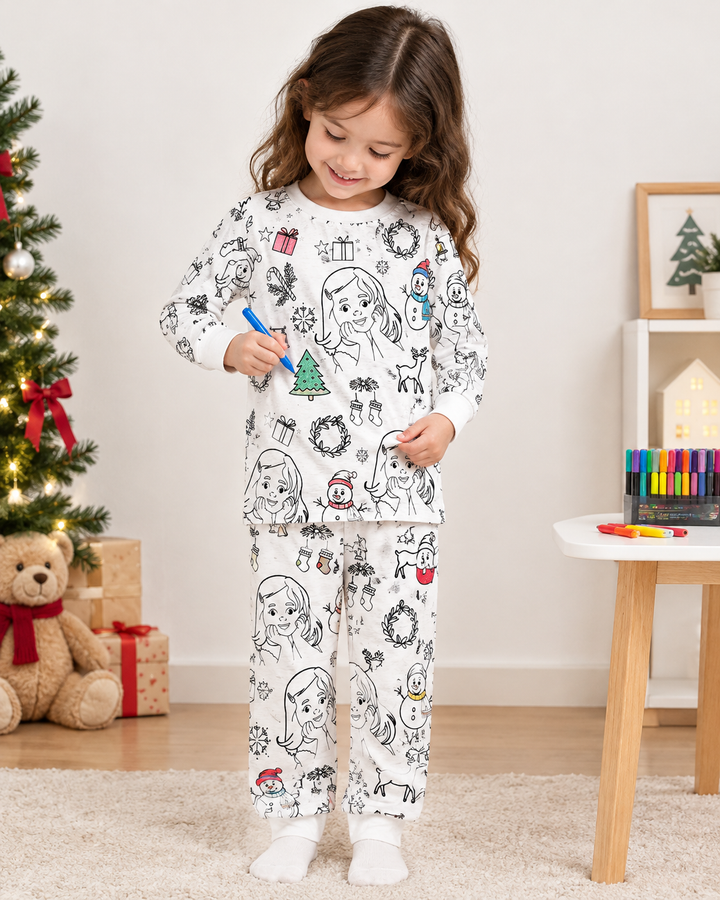 Christmas custom photo Colorable Bamboo Two Piece Pajama Set