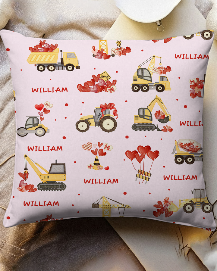 Custom Name Valentine Trucks Family Matching Pillow Case