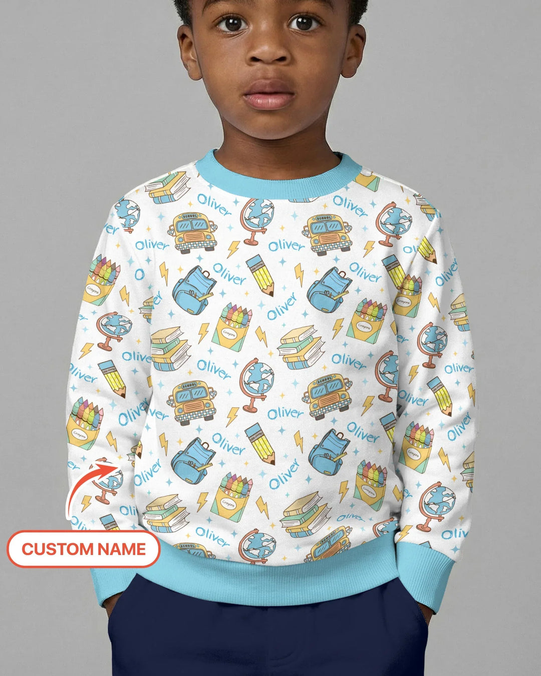 Custom Name Back To School Bamboo Crewneck Sweatshirt