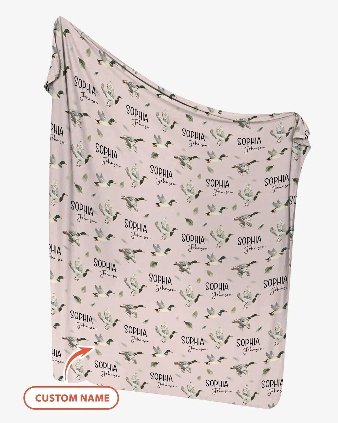 Custom Name Mallard Duck swaddle blanket