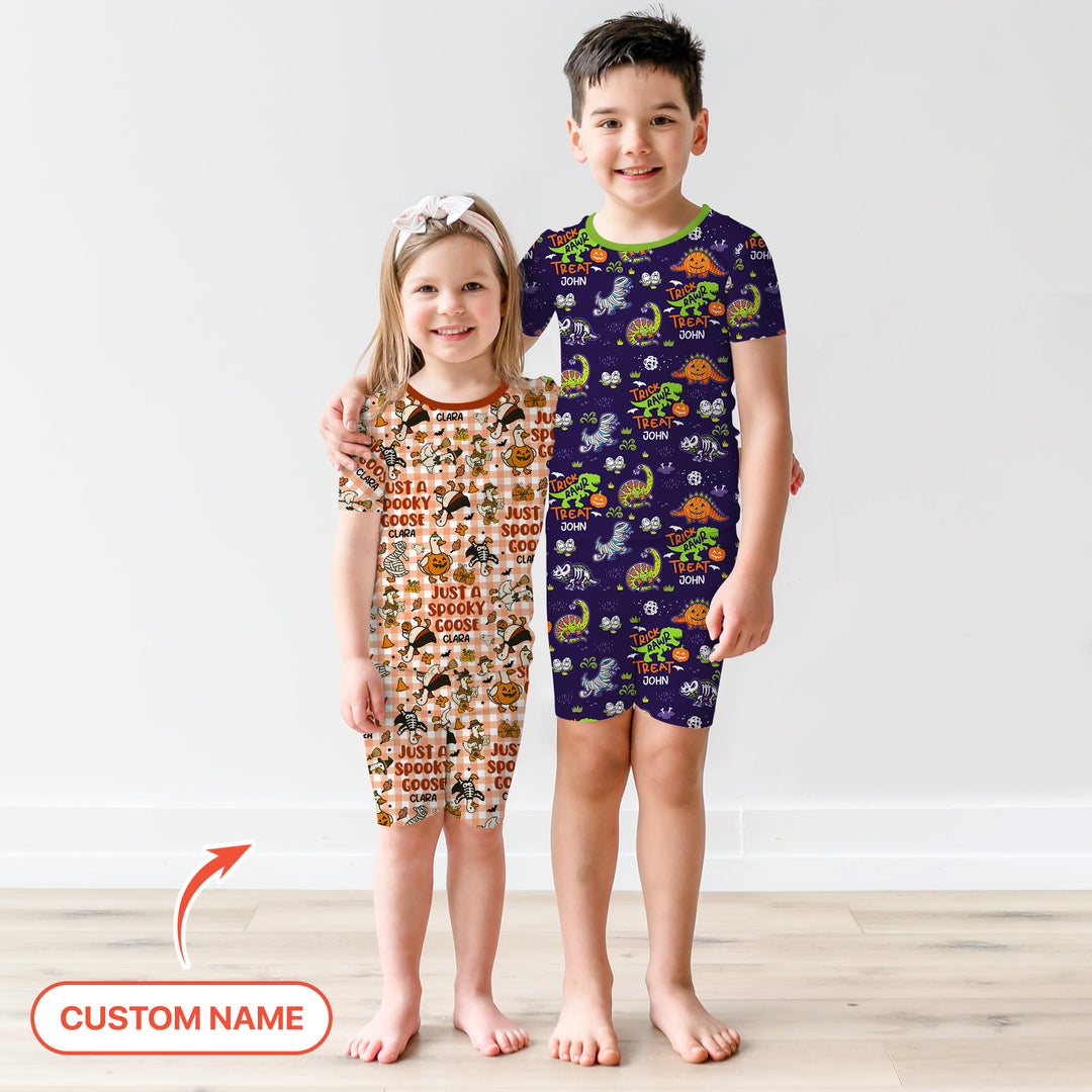 Just A Spooky Goose Custom Name Girl Version Short Sleeve Shorts Pajama Set