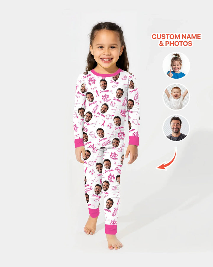 Custom Photo Best Dad By Par Bamboo Two Piece Long Sleeve Pajama Set