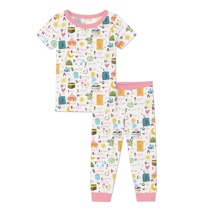 Islamic Alphabet Two Piece Short Sleeve Pajama Set