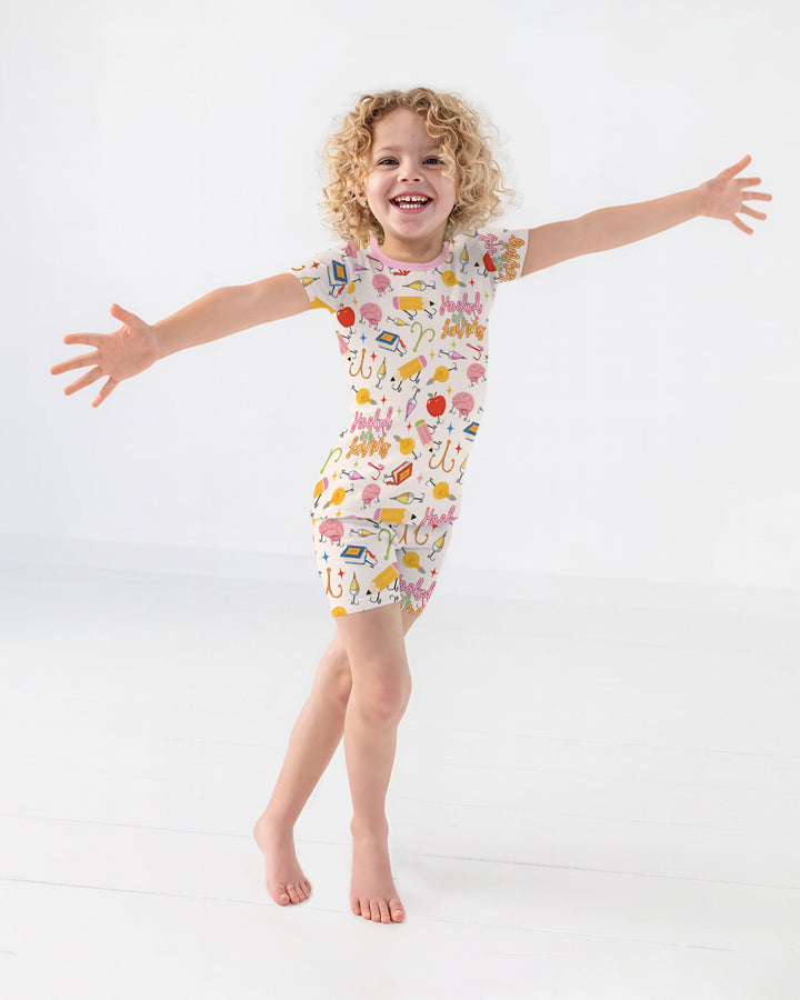 Hooked on Learning Bamboo Two Piece Short Sleeve Shorts Pajama Set