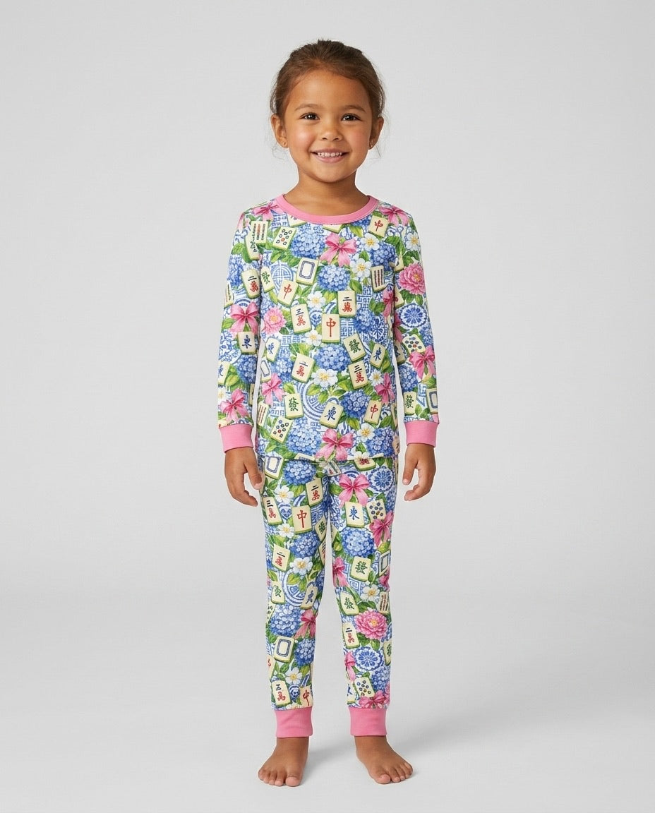 Mahjong in Bloom Bamboo Two Piece Long Sleeve Pajama Set