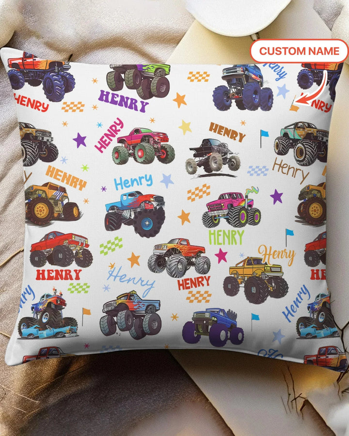 Monster Truck Custom Name Bamboo Pillow Case