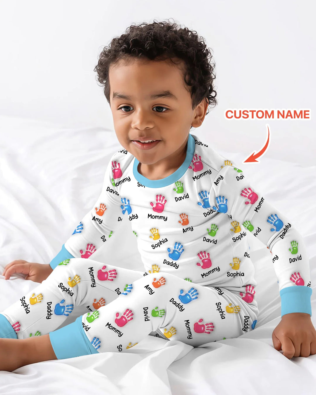 First Mother Day - Handprints Bamboo Two Piece Long Sleeve Pajama Set
