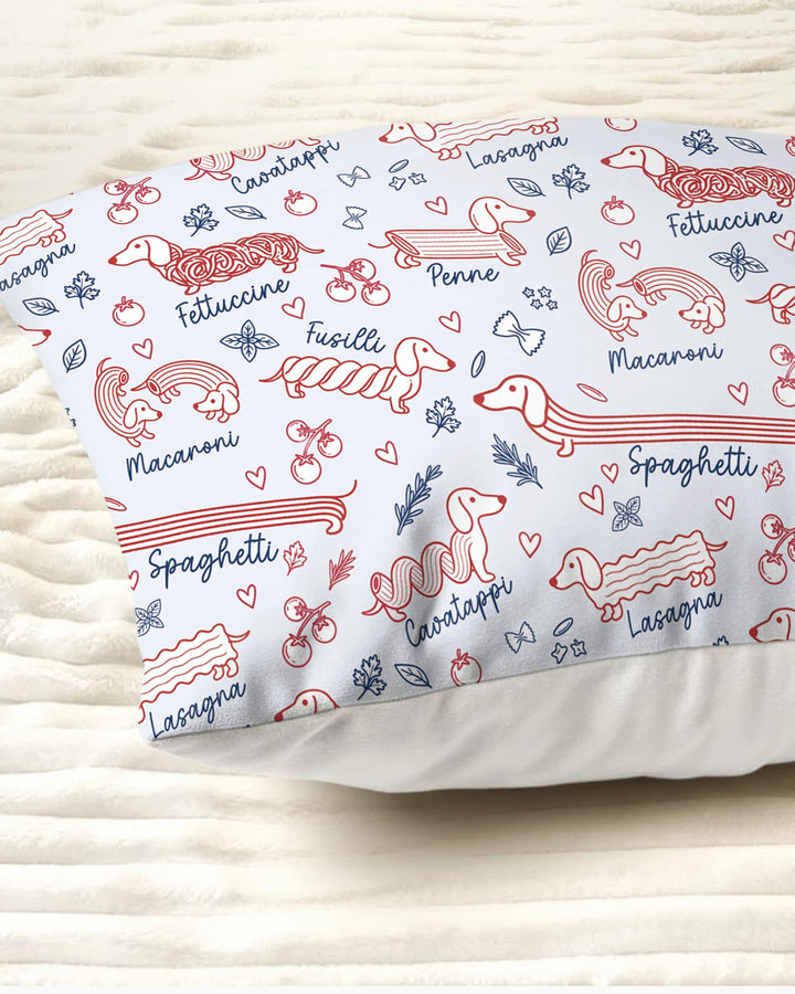 Funny Dachshund Pasta Pups Bamboo Pillow Case