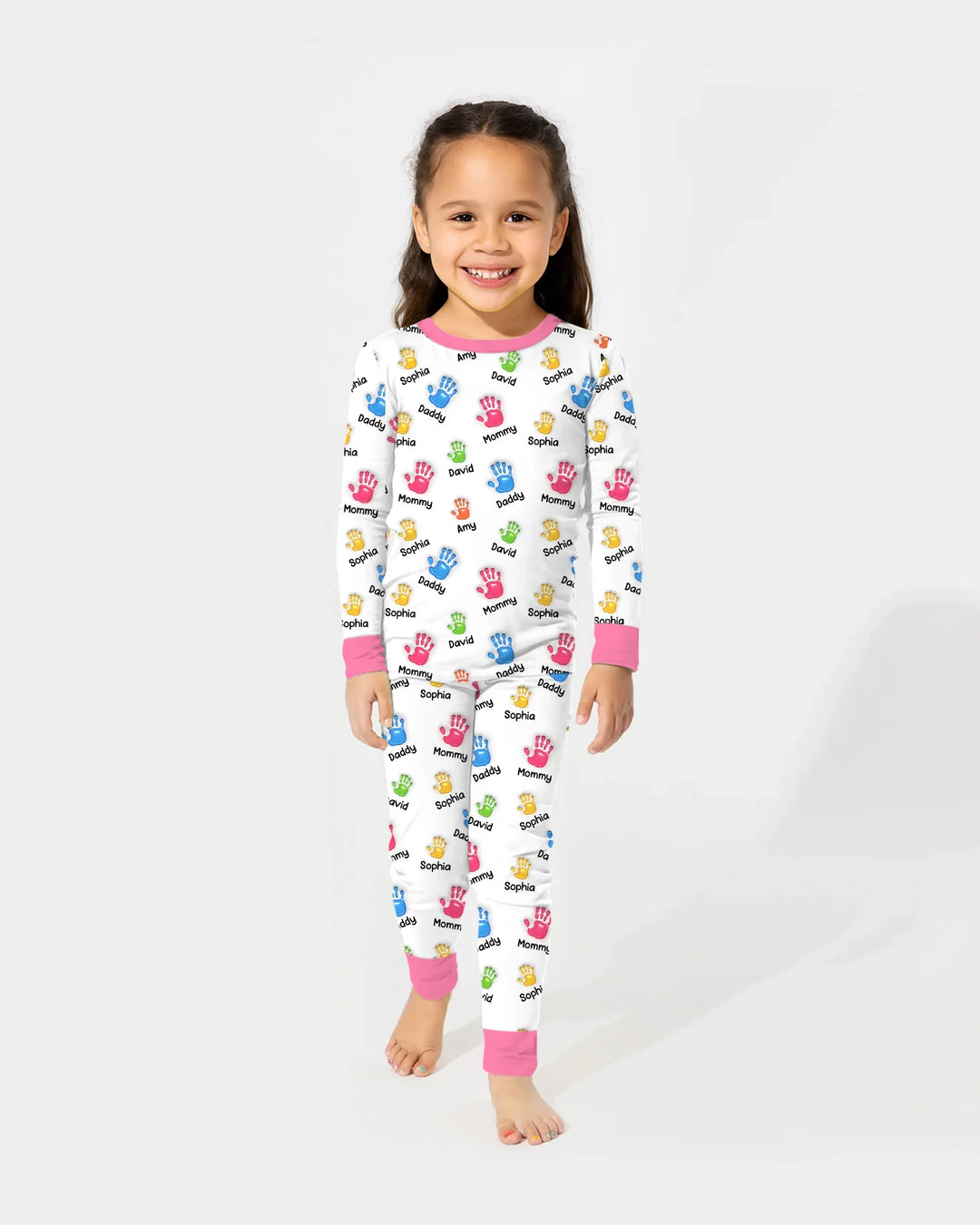 First Mother Day - Handprints Bamboo Two Piece Long Sleeve Pajama Set