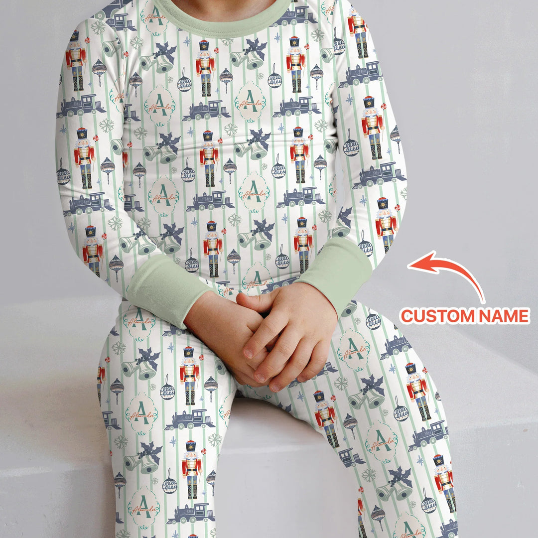 Custom Nutcracker Medium Blue Two Piece Long Sleeve Pajama Set , Custom Nutcracker Medium Blue Two Piece Long Sleeve Pajama Set - 12-18M