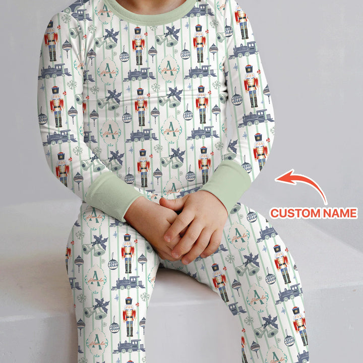 Custom Nutcracker Medium Blue Two Piece Long Sleeve Pajama Set , Custom Nutcracker Medium Blue Two Piece Long Sleeve Pajama Set - 12-18M