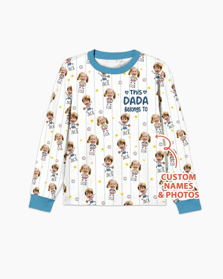 Embroidered Custom Dad And Mini Face  Bamboo Men's Pajama Set