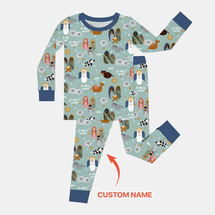 O Holy Night Custom Name Long Sleeve Pajama Set