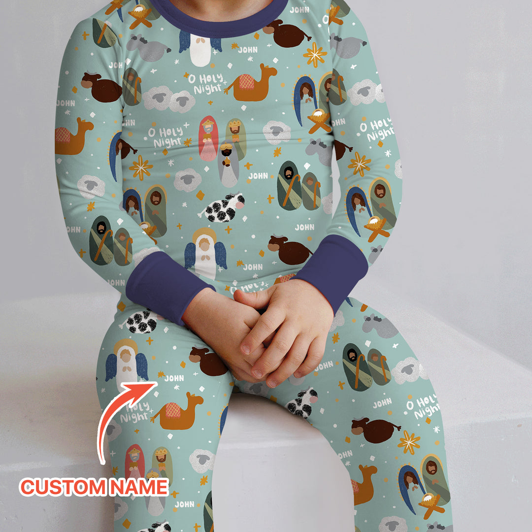 Zweiteiliges Langarm-Pyjama-Set mit Sommerfrüchten