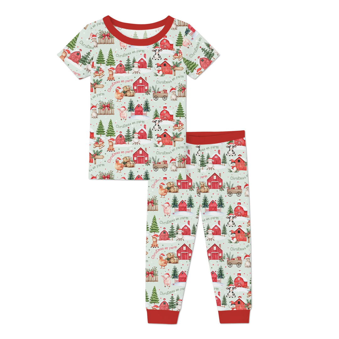 Christmas on Farm Two Piece Short Sleeve Pajama Set
